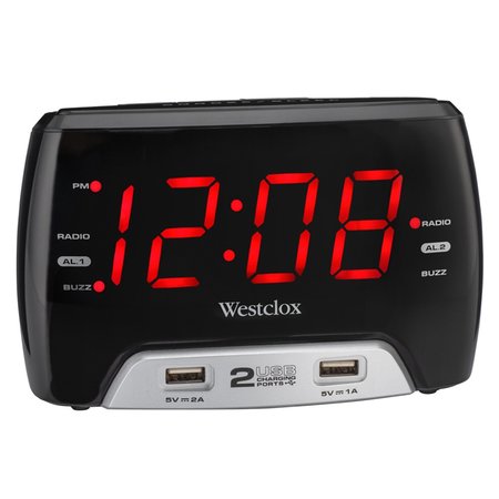 WESTCLOX 1.4 in. Black USB Clock Radio Digital Plug-In 80227WM